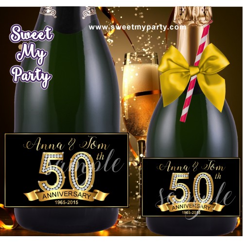 50th 60th 40th 30th Anniversary Champagne labels, Anniversary Champagne Bottle labels,(1aa)